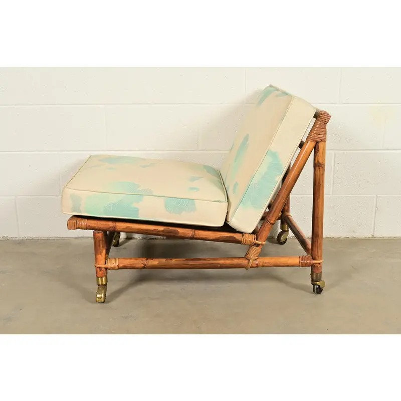 John Wisner for Ficks Reed Mid-Century Hollywood Regency Bamboo Rattan Lounge Chair, 1950s - Image 11