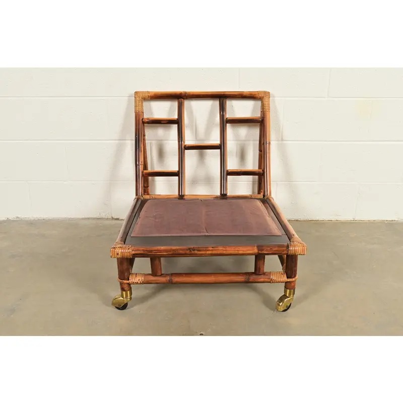 John Wisner for Ficks Reed Mid-Century Hollywood Regency Bamboo Rattan Lounge Chair, 1950s - Image 11