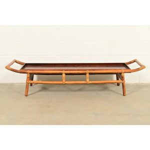 John Wisner for Ficks Reed Mid-Century Hollywood Regency Pagoda Coffee Table, 1950s