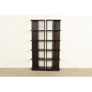 Modern Art Deco Dark Oak Modular Étagères or Bookcases, Pair