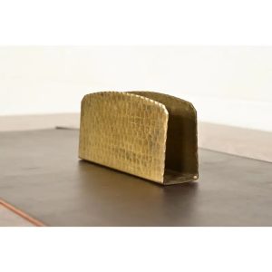 Roycroft Arts & Crafts Brass Finished Hammered Copper Letter Rack