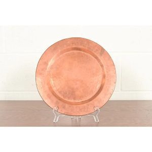Roycroft Style Arts & Crafts Hammered Copper Charger Plate or Tray
