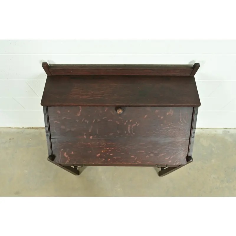 Stickley Brothers Style Antique Mission Oak Arts & Crafts Drop Front Secretary Desk, Circa 1910 - Image 11