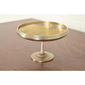 Tiffany Studios New York Bronze Doré Pedestal Bowl or Compote Dish With Greek Key Design