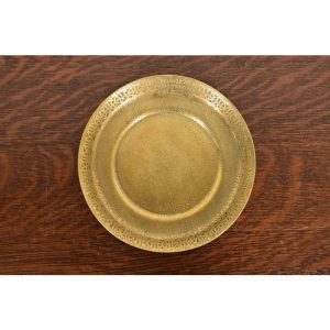 Tiffany Studios New York Bronze Doré Shallow Bowl With Decorative Border