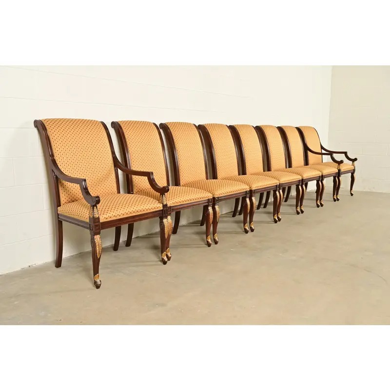 Baker Furniture Style Regency Carved Mahogany and Gold Gilt Armchairs, Pair - Image 12