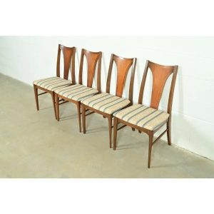 Broyhill Brasilia Mid-Century Modern Sculpted Walnut Dining Chairs, Set of Four
