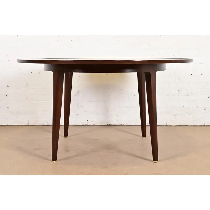 Edward Wormley for Dunbar Mid-Century Modern Walnut Extension Dining Table, Newly Refinished - Image 12