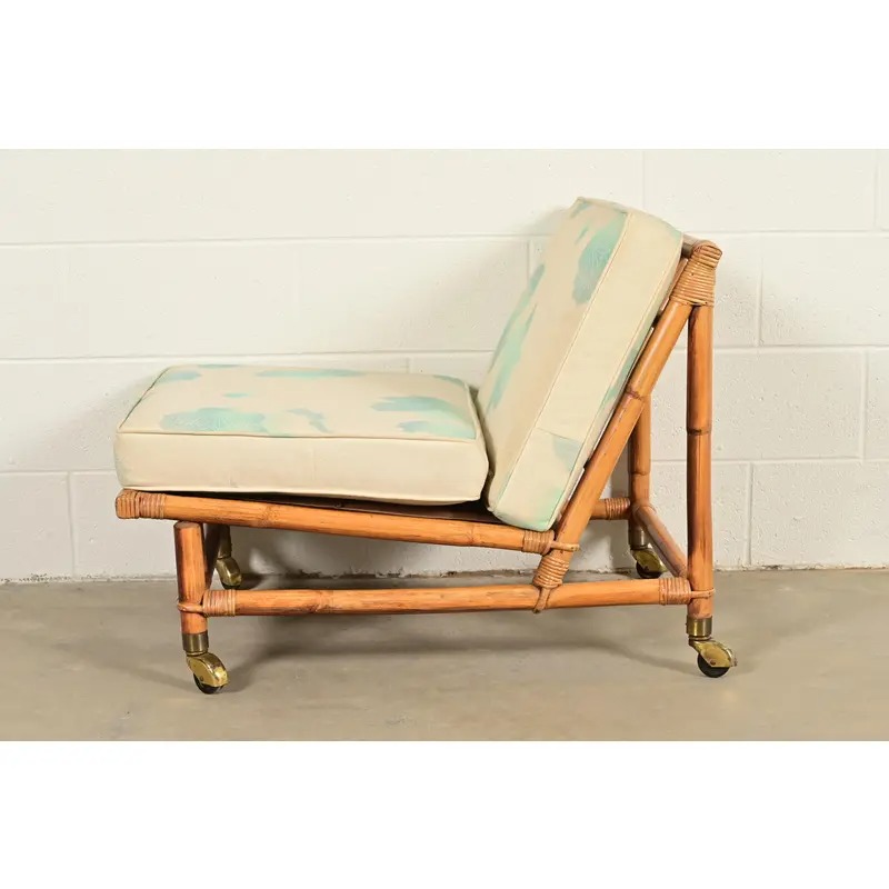 John Wisner for Ficks Reed Mid-Century Hollywood Regency Bamboo Rattan Lounge Chair, 1950s - Image 12