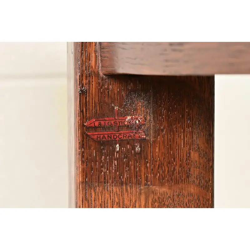 L. & J. G. Stickley Antique Mission Oak Arts & Crafts Extension Dining Table, Newly Refinished - Image 12