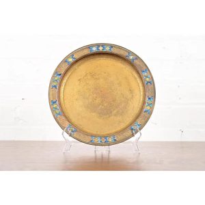 Louis Comfort Tiffany Furnaces Favrile Bronze Doré and Enamel Charger Plate or Tray, 1920s