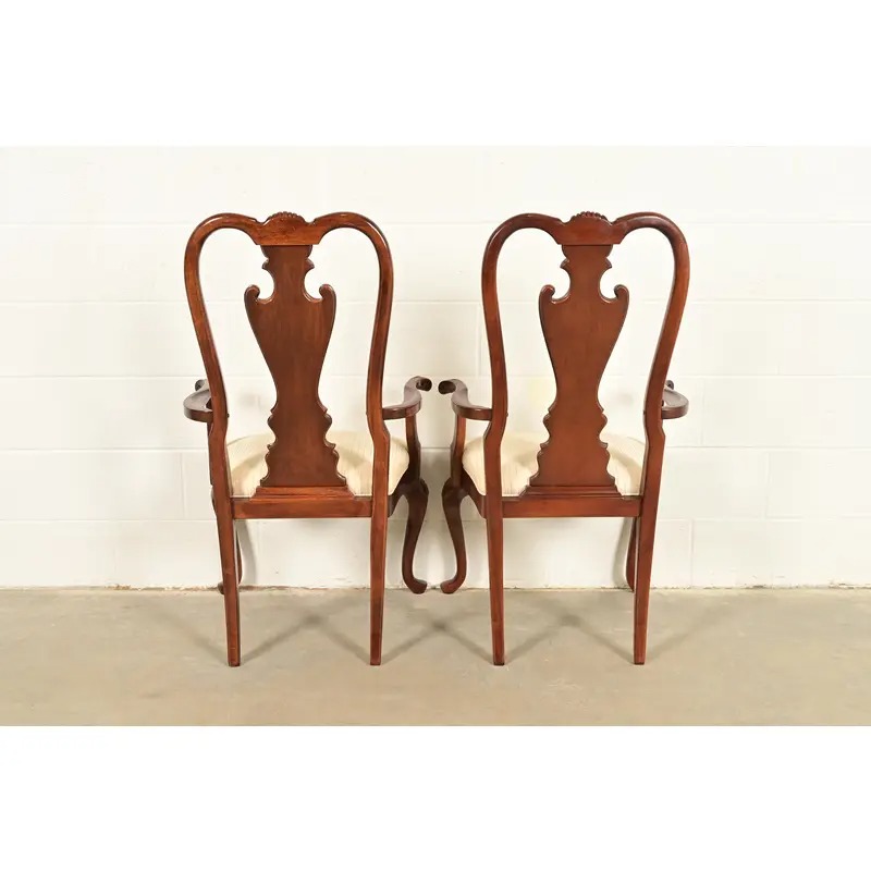 Thomasville Queen Anne Carved Solid Mahogany Armchairs, Pair - Image 12