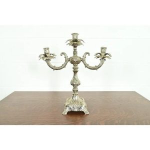 Tiffany & Co. Style Antique Victorian Silverplate Three-Light Candelabra