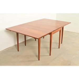 Henkel Harris Federal Solid Walnut Drop Leaf Dining Table, Circa 1960s