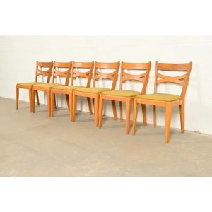 Heywood Wakefield Mid-Century Modern Solid Maple Dining Chairs, Set of Six