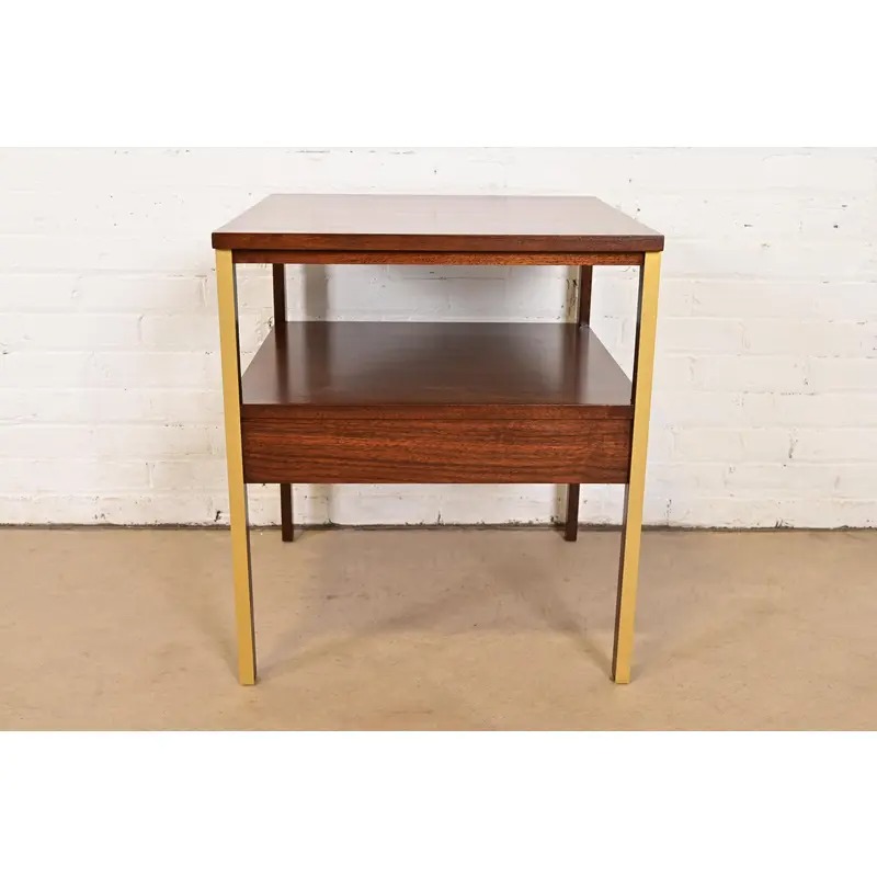 Paul McCobb for Calvin Furniture Linear Group Walnut Two-Tier Nightstand, Newly Refinished - Image 13