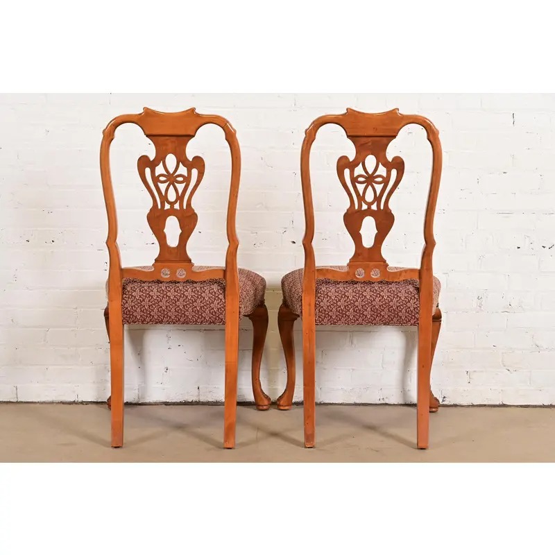 Romweber Antique Georgian Carved Walnut Dining Chairs, Set of Six - Image 13