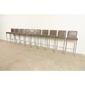 Steelcase Coalesse Modern Leather and Chrome Bar Stools, Set of Ten