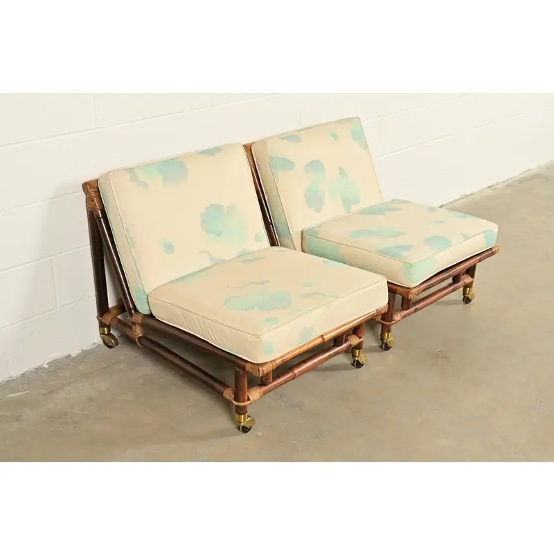 John Wisner for Ficks Reed Mid-Century Hollywood Regency Bamboo Rattan Lounge Chair, 1950s - Image 14