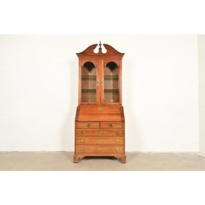 L. & J. G. Stickley Georgian Cherry Wood Bureau With Drop Front Secretary Desk and Bookcase Hutch