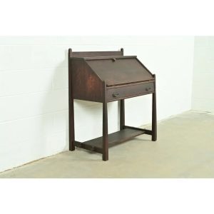 Stickley Brothers Style Antique Mission Oak Arts & Crafts Drop Front Secretary Desk, Circa 1910