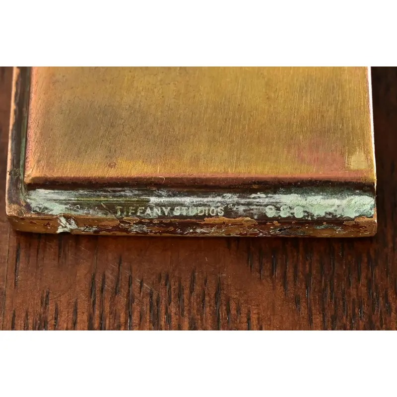 Tiffany Studios New York Zodiac Bronze Blotter Ends With Leather Desk Blotter - Image 14