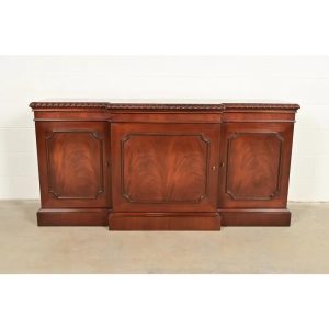 Baker Furniture Historic Charleston Georgian Flame Mahogany Breakfront Sideboard or Bar Cabinet