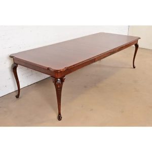Ethan Allen Queen Anne Solid Cherry Wood Extension Dining Table, Newly Refinished