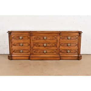 Karges French Regency Louis XVI Burled Walnut Triple Dresser or Credenza