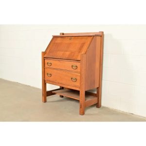 Lifetime Furniture Antique Mission Oak Arts & Crafts Drop Front Secretary Desk, Circa 1910