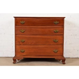 Stickley Georgian Solid Cherry Wood Four-Drawer Chest of Drawers, Circa 1950s
