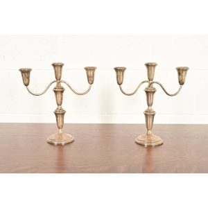 Tiffany & Co. Style Art Deco Sterling Silver Candelabras, Pair