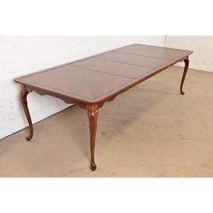 Harden Furniture Queen Anne Solid Cherry Wood Parquet Top Extension Dining Table, Newly Refinished