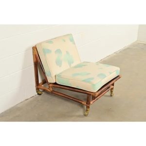 John Wisner for Ficks Reed Mid-Century Hollywood Regency Bamboo Rattan Lounge Chair, 1950s