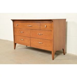 John Van Koert for Drexel Profile Mid-Century Modern Sculpted Walnut Dresser or Credenza, 1961