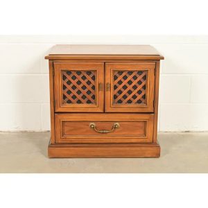 Drexel Spanish Colonial Carved Walnut Nightstand, 1960s