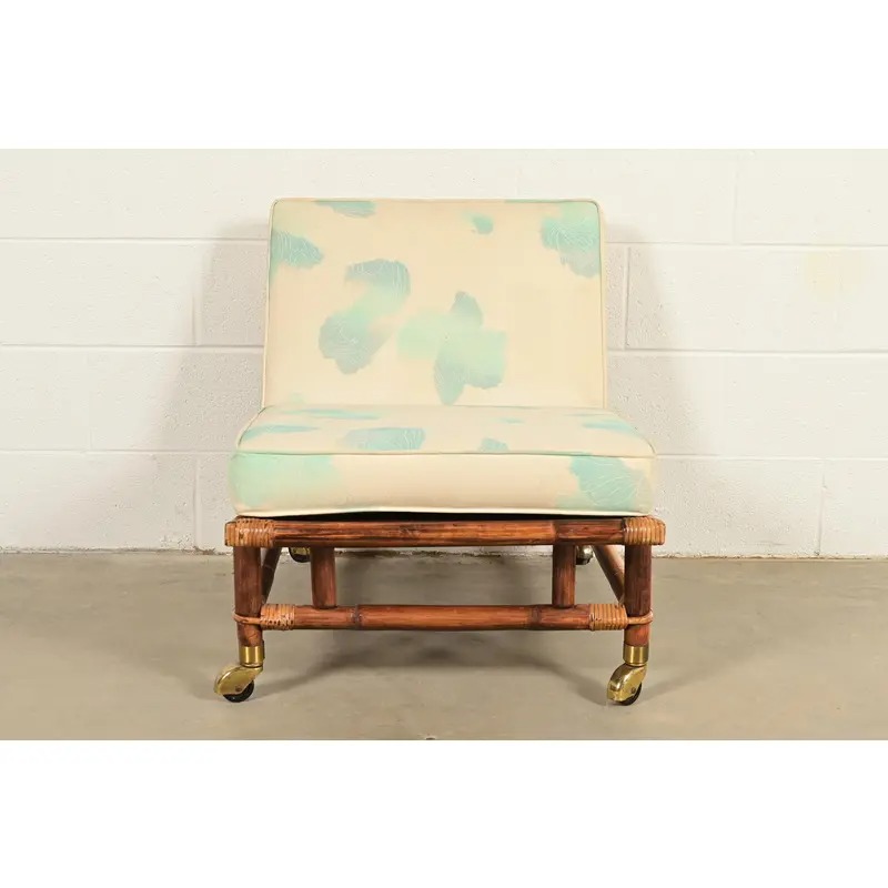 John Wisner for Ficks Reed Mid-Century Hollywood Regency Bamboo Rattan Lounge Chair, 1950s - Image 2