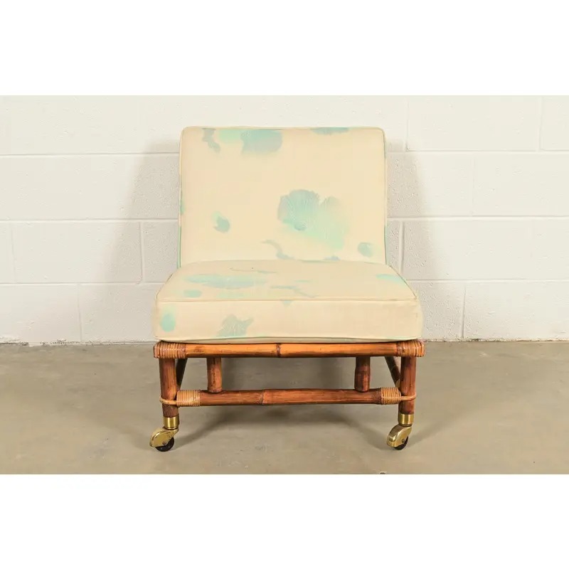 John Wisner for Ficks Reed Mid-Century Hollywood Regency Bamboo Rattan Lounge Chair, 1950s - Image 2