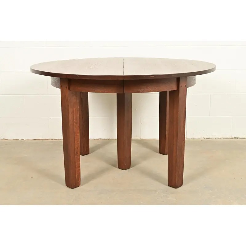 L. & J. G. Stickley Antique Mission Oak Arts & Crafts Extension Dining Table, Newly Refinished - Image 2