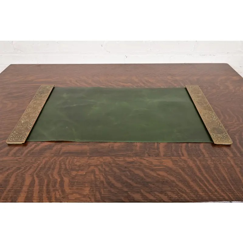 Tiffany Studios New York Zodiac Bronze Blotter Ends With Leather Desk Blotter - Image 2