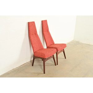 Adrian Pearsall for Craft Associates Mid-Century Modern High Back Side Chairs or Lounge Chairs, Pair