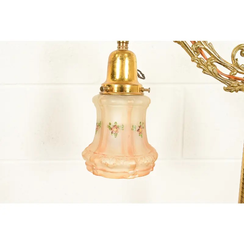 Antique Art Nouveau Brass Bridge Arm Floor Lamp - Image 3