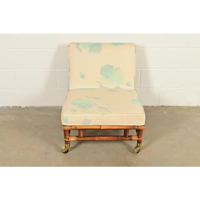 John Wisner for Ficks Reed Mid-Century Hollywood Regency Bamboo Rattan Lounge Chair, 1950s - Image 3