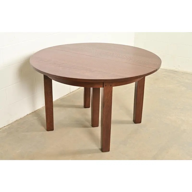 L. & J. G. Stickley Antique Mission Oak Arts & Crafts Extension Dining Table, Newly Refinished - Image 3