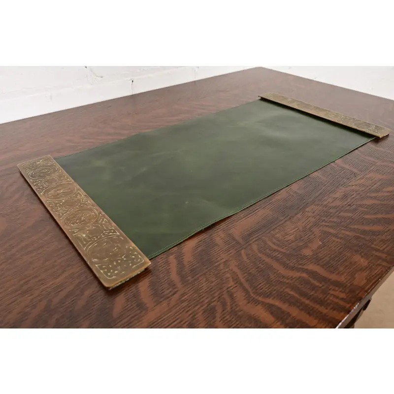 Tiffany Studios New York Zodiac Bronze Blotter Ends With Leather Desk Blotter - Image 3