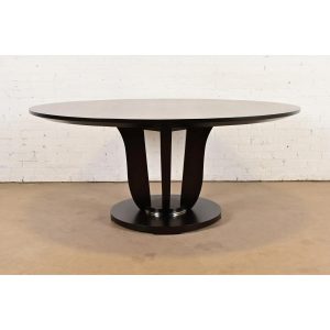 Barbara Barry for Baker Furniture Modern Art Deco Mahogany Pedestal Dining Table, Newly Refinished