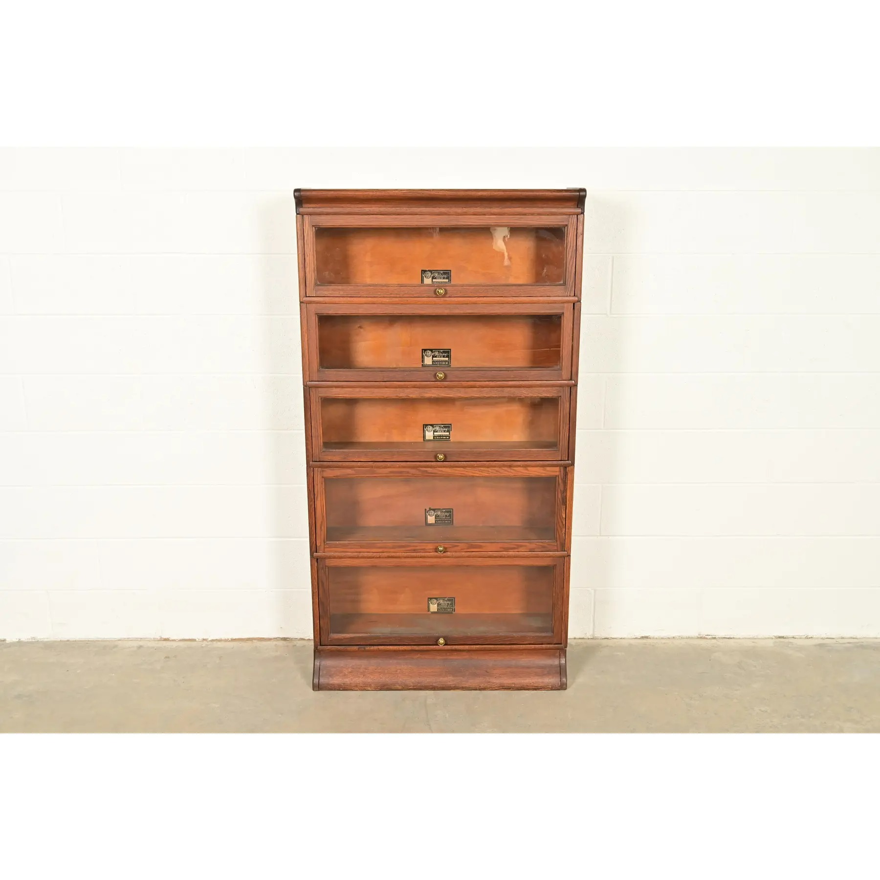 Antique Mission Oak Arts & Crafts Viking Five-Stack Barrister Bookcase, Circa 1900 - Image 2