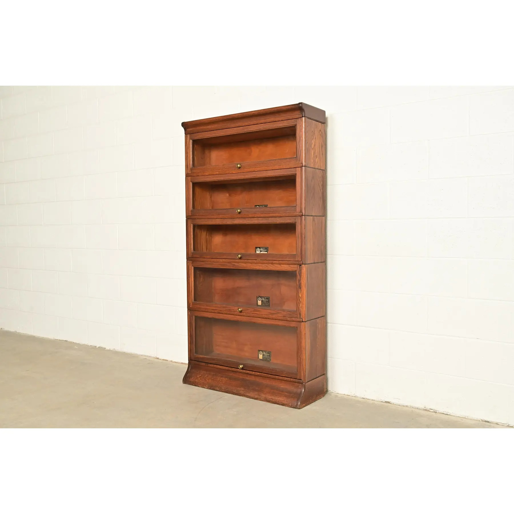 Antique Mission Oak Arts & Crafts Viking Five-Stack Barrister Bookcase, Circa 1900 - Image 3