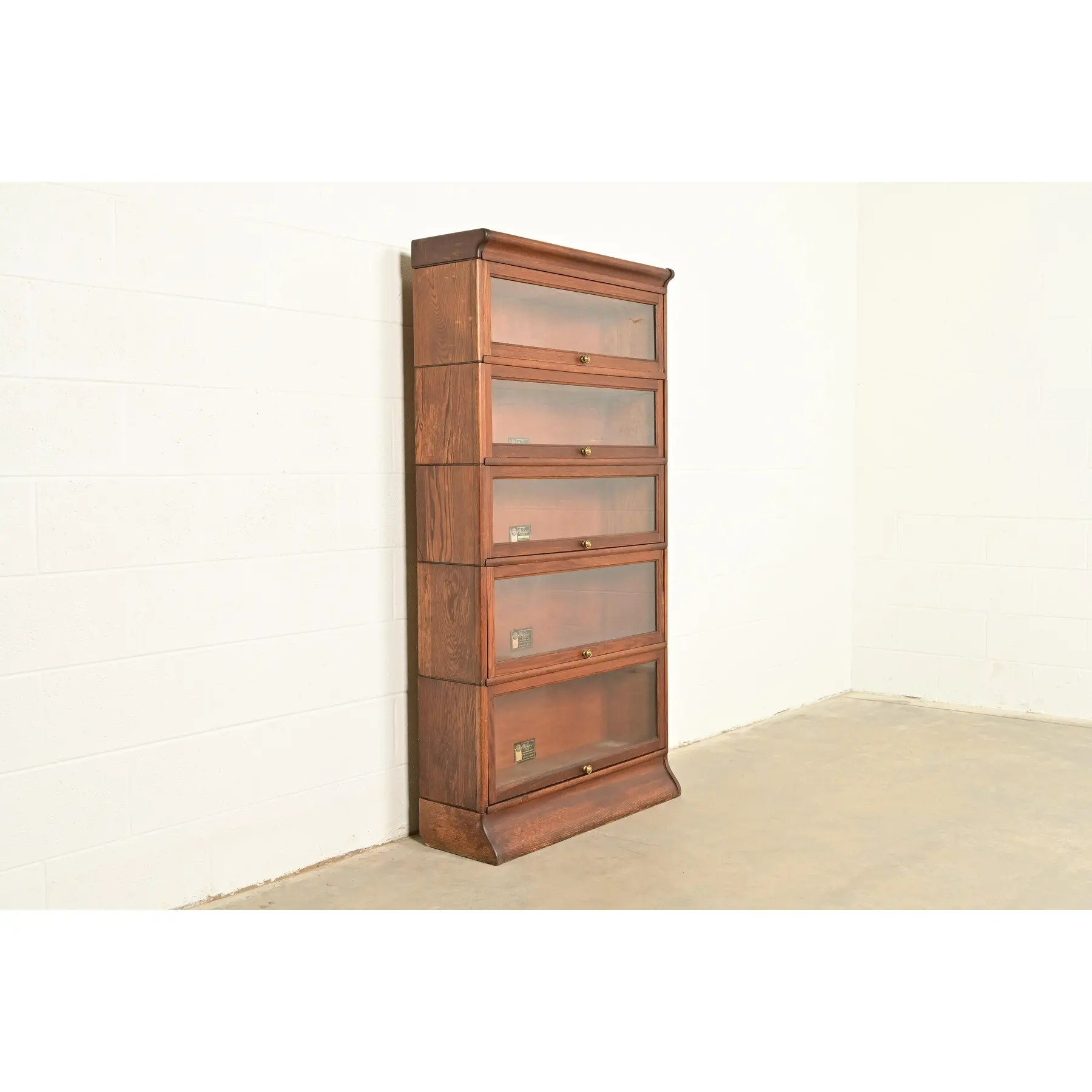 Antique Mission Oak Arts & Crafts Viking Five-Stack Barrister Bookcase, Circa 1900 - Image 4