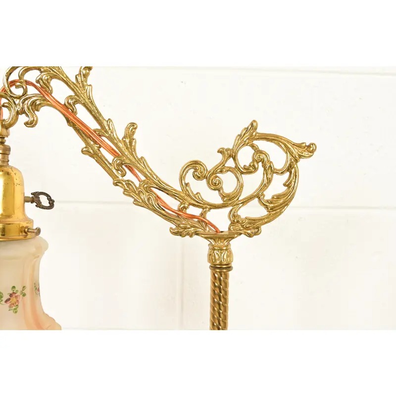 Antique Art Nouveau Brass Bridge Arm Floor Lamp - Image 4